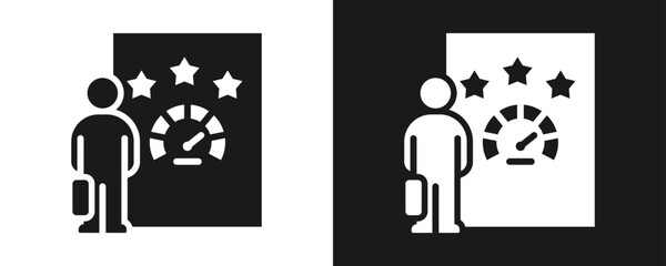 Performance Review Icon Set Glyph In White And Black Background