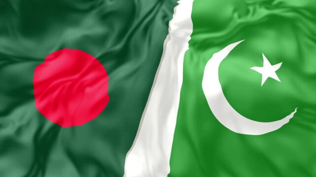 pakistan and bangladesh together waving flag seamless loop animation