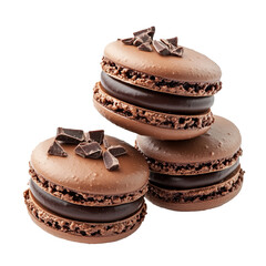 Chocolate Macaron Sweet, isolated on a White Background