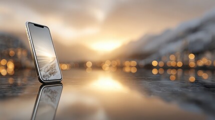 Smartphone at sunset by the water