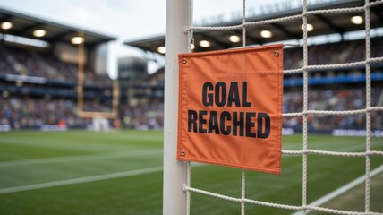 Goal Reached banner at stadium
