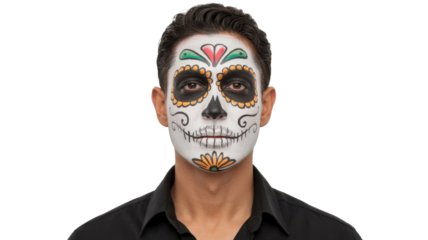 Man with Day of the Dead sugar skull face paint