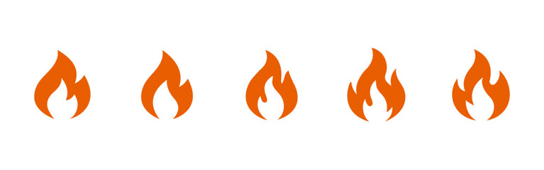 Fire hazard icon. Power symbol illustration for heat, energy and danger concepts. Burning fire sign for warning, ignition and power themes. Flat colored flame isolated on white background.