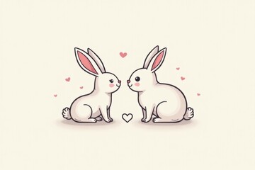 Fototapeta premium You and Me = Bunny - Funny Lettering for Easter with watercolor background