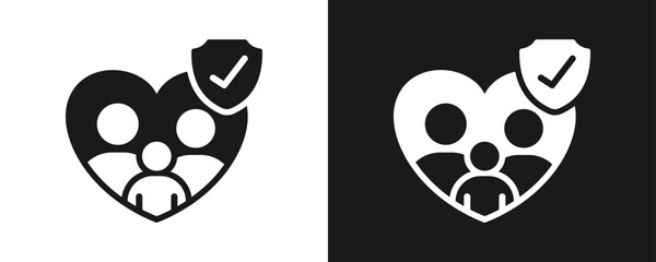 Fototapeta premium Life Insurance Icon Set Glyph In White And Black Background