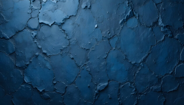 Dark blue cracked paint wall texture background