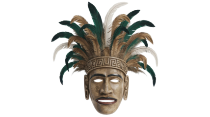 Ancient Aztec Mask with Feathers