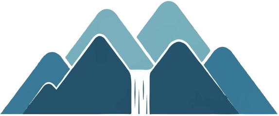 Abstract geometric mountain range with cascading water feature © namikaze