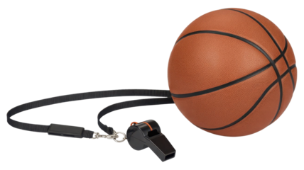 Basketball with whistle and lanyard
