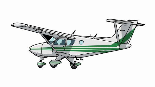 A white and green cartoon single engine propeller plane with a high wing