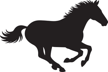 A striking silhouette of a horse in full dynamic motion