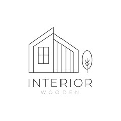 House interior line minimalist logo design vector