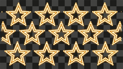 Vector illustration of glowing star shape arrangement illuminated by warm light for entertainment design.