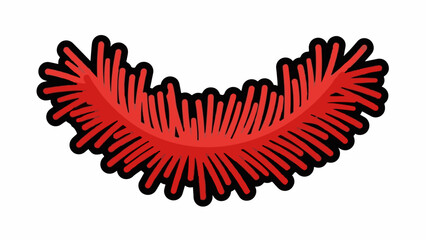 A stylized red festive decoration resembling a fir branch or garland with a black outline