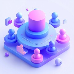 3D Business Analytics Illustration Showing Growth Charts, Bar Graphs and Upward Arrow in Modern Style