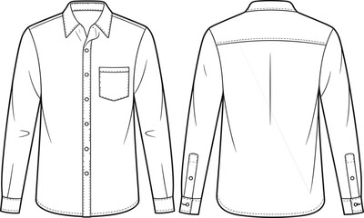 Technical fashion sketch of quarter zip sweatshirt vector illustration front and back view outline clothing template for design and mockup © rakib's world