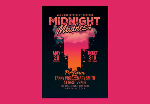 Midnight Madness Electro Party Flyer