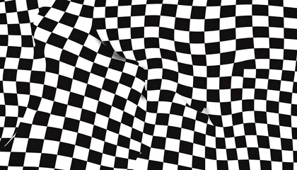 Wavy Checkered Pattern - Abstract Black and White Design.