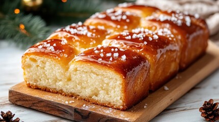 Decadent sweet bread rolls with a glossy glaze and a sprinkle of sugar, perfect for showcasing the joy of baking and creating delightful treats for holidays or special occasions.