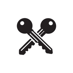 Black and white crossed keys icon simple security key symbol vector illustration