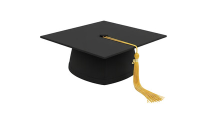 Black graduation cap with golden tassel, academic regalia