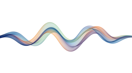 Abstract Wavy Blue Green Orange Smoke Line on White Background