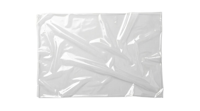 Clear Wrinkled Plastic Film Texture Isolated on White Background