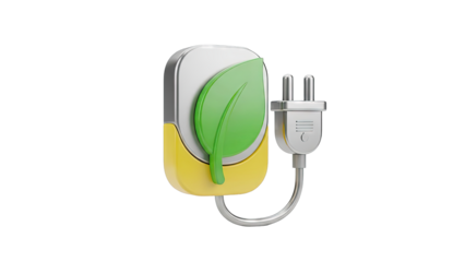 Eco-friendly energy concept: Leaf symbol on charger with plug