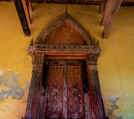 Ruins of one of the gates to the Wat Si Saket Buddhist temple, near Haw Phra Kaew, Vientiane, Laos.