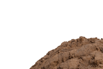 Rugged reddish-brown rock formation with visible cracks and layered texture dominates the lower frame, contrasting with a transparent background