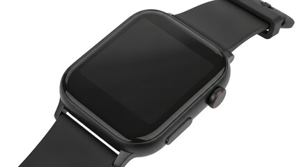 Black smart watch display with rubber strap