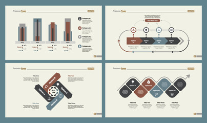 Four Production Charts Slide Templates Set