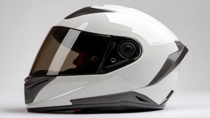 Fototapeta premium White motorcycle helmet with dark gray accents