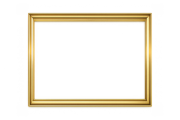 Golden frame with a shiny metallic border. Perfect for displaying art, pictures, and certificates. Transparent background