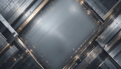 Futuristic metallic background with glowing lights and sleek architecture