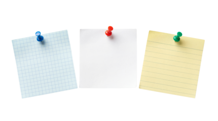 Three Blank Adhesive Note Papers with Pushpins Mockup