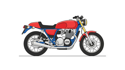 Obraz premium A stylized illustration of a motorcycle in a clean design, showcasing the machine with vibrant colors and a minimalist aesthetic