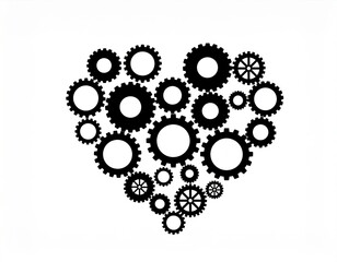 Heart shape formed by meshing gears concept