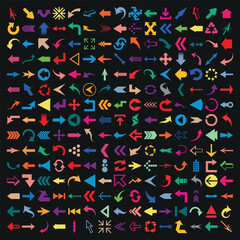 Set of arrow icons. vector illustration arrow shapes in various styles.
