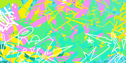 Trendy Colorful Abstract Urban Style Hiphop Graffiti Street Art Vector Illustration Background