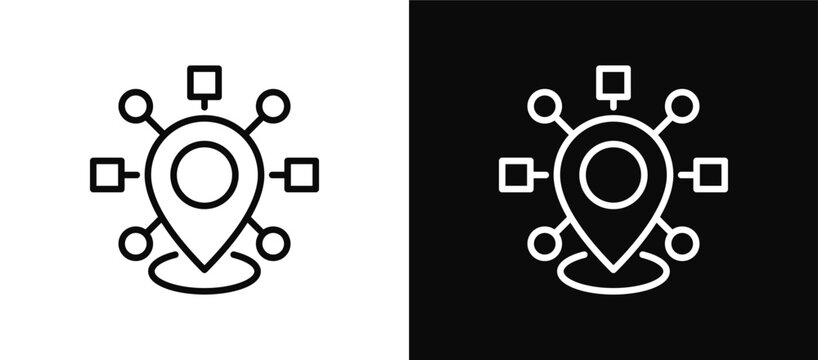 Mapping icon set black and white