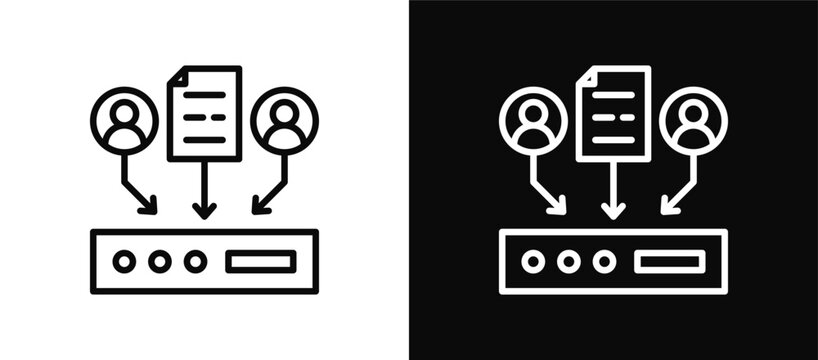 Data Collection icon set black and white