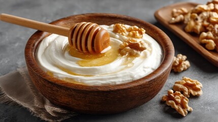 Honey yogurt with walnuts