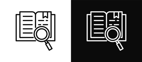 Literature Review icon set black and white