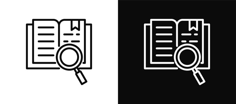 Literature Review icon set black and white