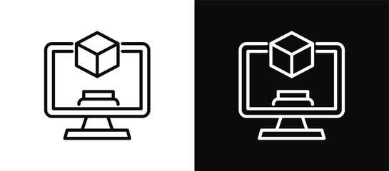Simulation icon set black and white