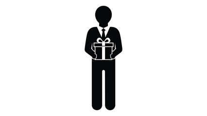 A silhouetted figure holding a gift representing giving and celebration