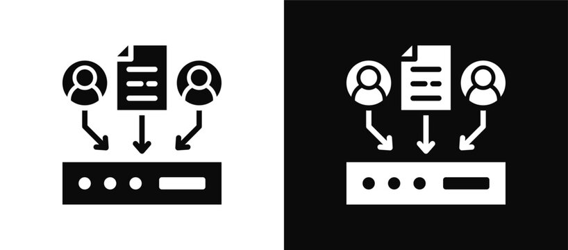 Data Collection icon set black and white