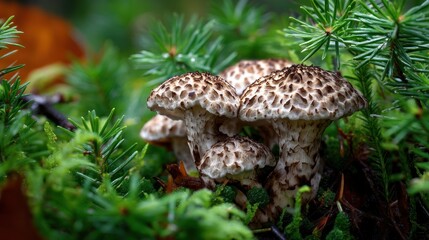Mushrooms in forest environment