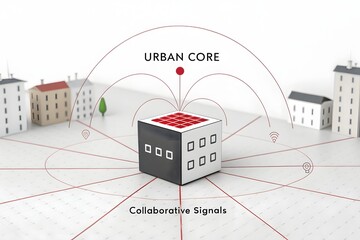 A Modern Cube With Radial Lines Representing Urban Design